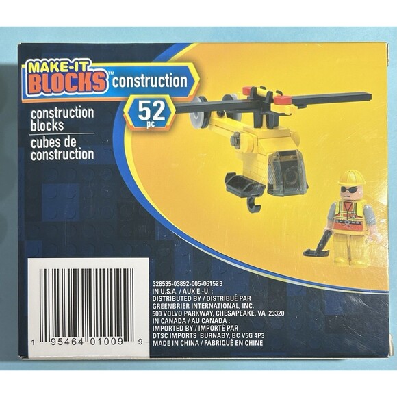 NEW Make it Blocks Helicopter Construction Set - 52 Pieces Free 1 day Shipping - Picture 2 of 2